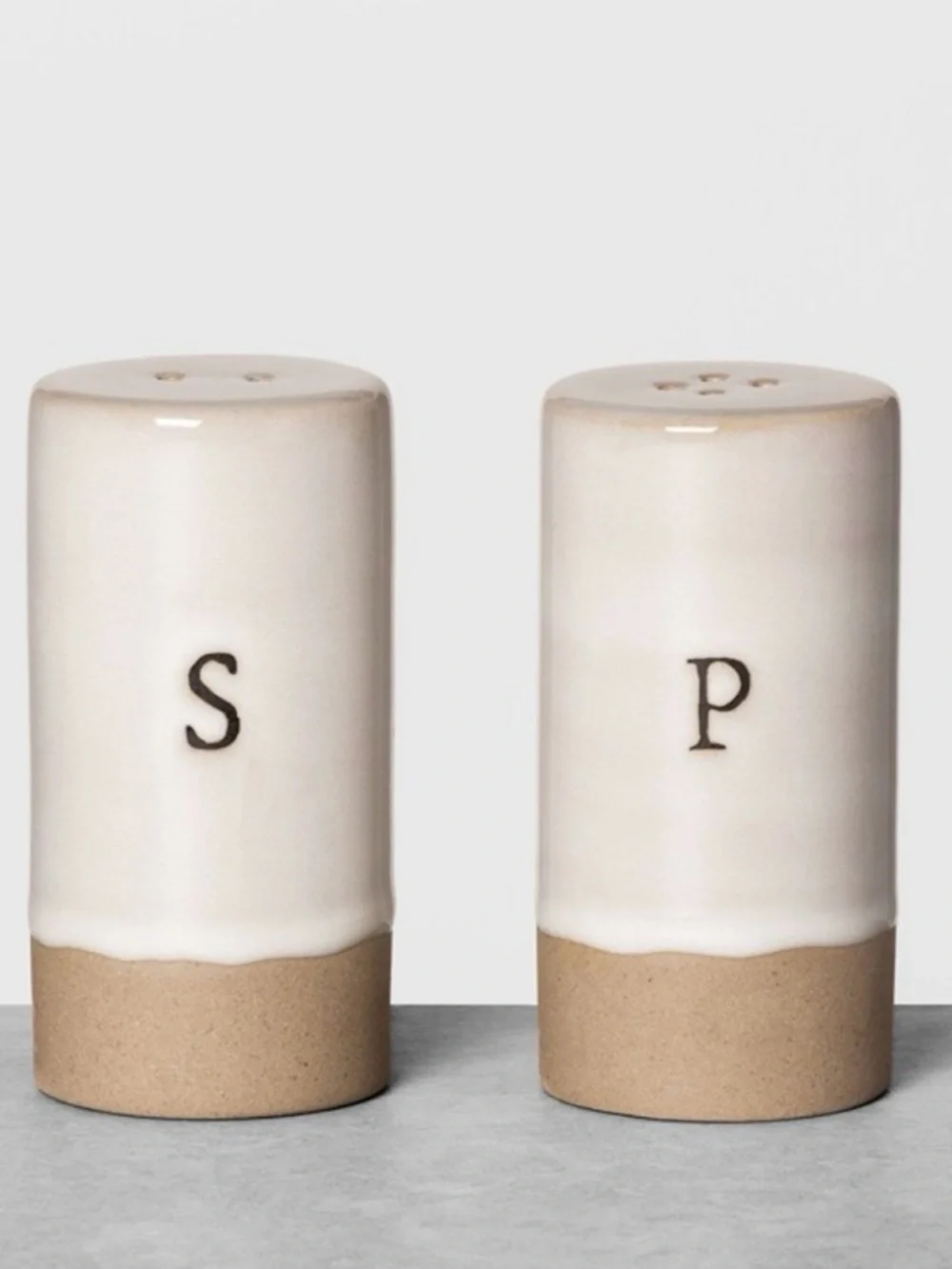 Hearth & Hand Magnolia Salt & Pepper Shakers Cream Tan Stoneware Farmhouse Set